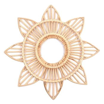 

BEAU-Flower Rattan Frame Mirror Decor Photo Wall Frames Wood Art Deco Frame, Vintage Craft Picture Frame Hanging Wall Mirror Fra