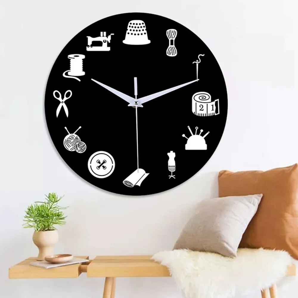 

Decorative Wall Clock Large Acrylic Mute Clothing Production Pattern Decorative Clock Nordic Fresh Living Room