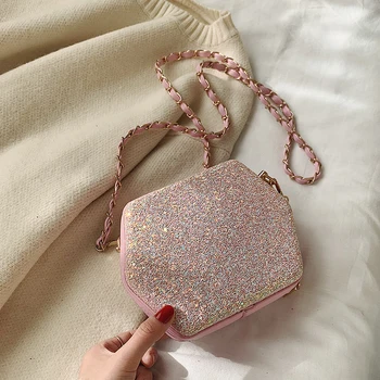 

Sequins Square Crossbody Bag 2020 Fashion New High Quality PU Leather Women's Designer Handbag Chain Shoulder Messenger Bag