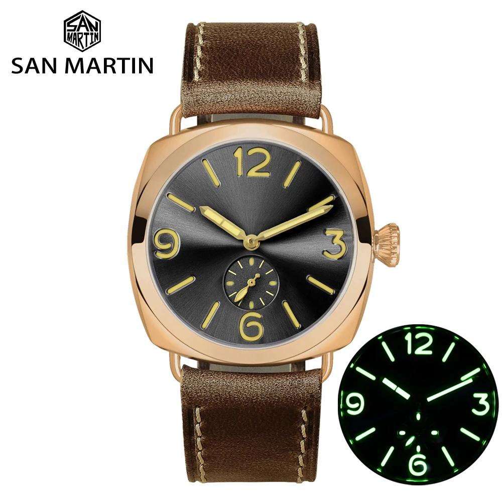 Best Price San Martin Bronze Watches Business Casual Simple Men's Quartz Watch Holvin Leather Strap Relojes Luminous 200m Water Resistant Best Price San Martin Bronze Watches Business Casual Simple Men's Quartz Watch Holvin Leather Strap Relojes Luminous 200m Water Resistant