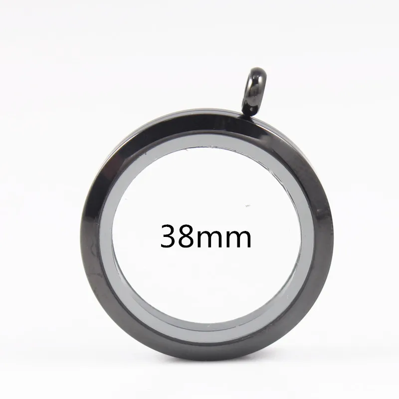 Black 38mm Прямая поставка! Круглое серебристое однотонные твист закручивающийся плавающий кулон 316L неоднородная нержавеющая сталь памяти стеклянный медальон для Для женщин - Окраска металла: Black 38mm