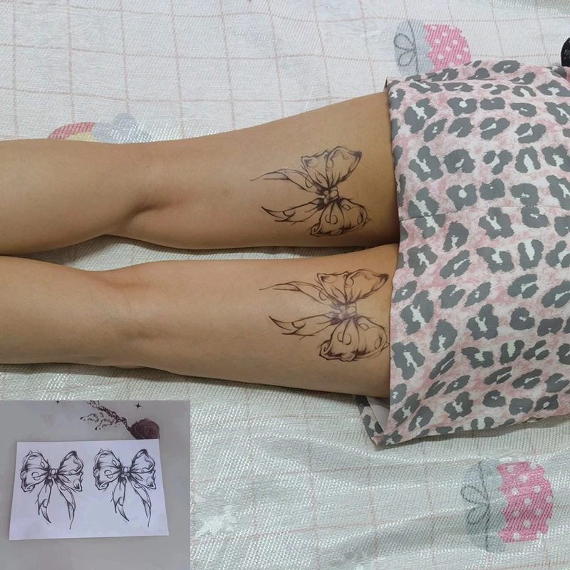 Dark Bow Faux Tatouage Stickers Temporary Women Sexy Transferable Tattoo Body Art Waterproof Long Lasting Thigh Tattoo tattoo sticker temporary tattoos