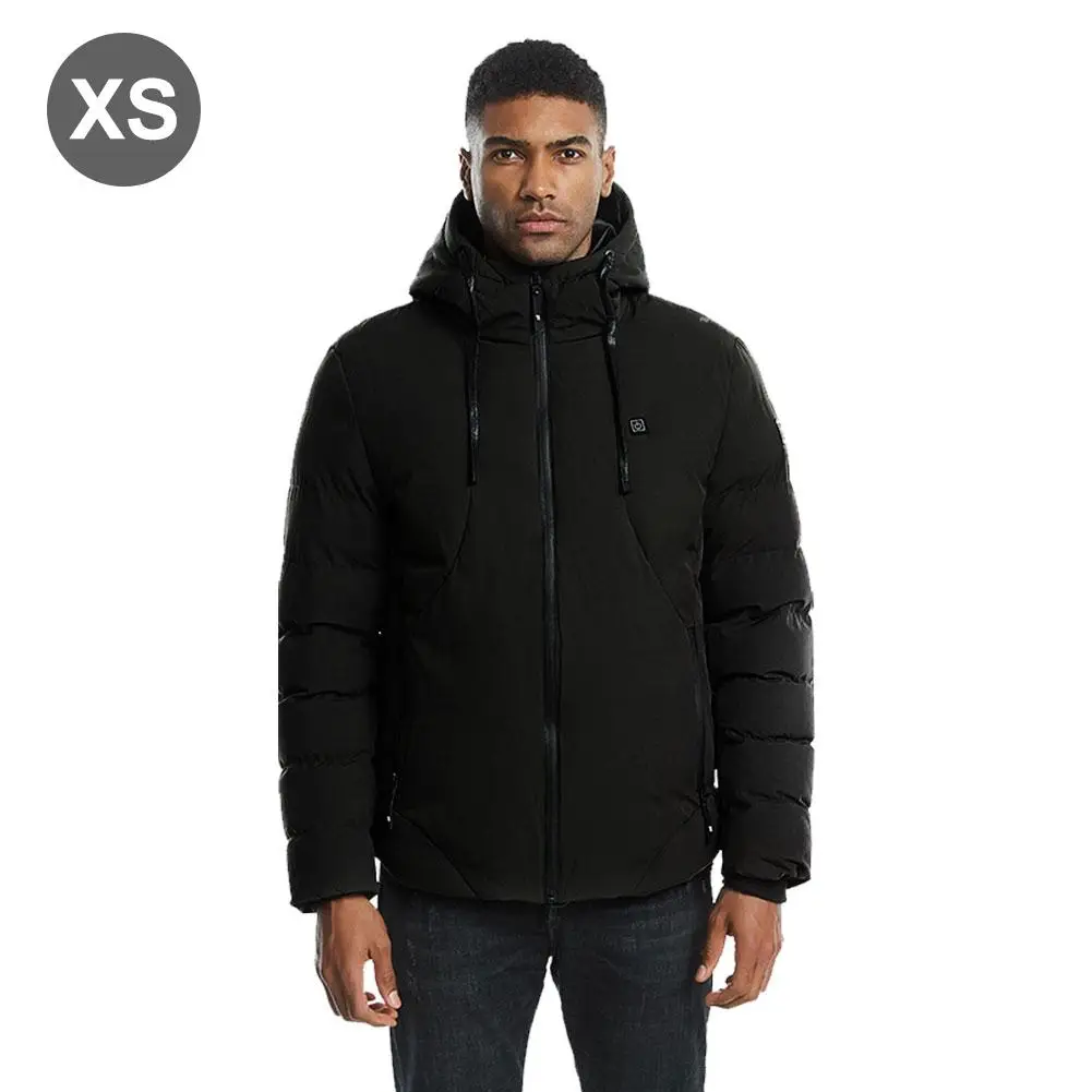 Мужская зимняя куртка с подогревом Usb, уличная походная зимняя теплая куртка с электрическим подогревом, теплое пальто с капюшоном, одежда - Цвет: XS