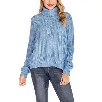 

Women Sweaters Pullovers Winter Autumn Casual Long Sleeve Turtle Neck Knitted Sweater Pullover Women's Sweaters Ladies Top