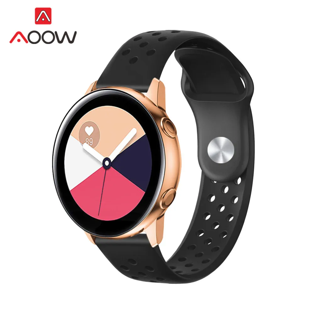 20 мм силиконовый ремешок для часов samsung Galaxy Watch 42 мм Active2 40 мм 44 мм ремешок браслет для активных 2 передач S2 Huami Amazfit - Цвет ремешка: Black