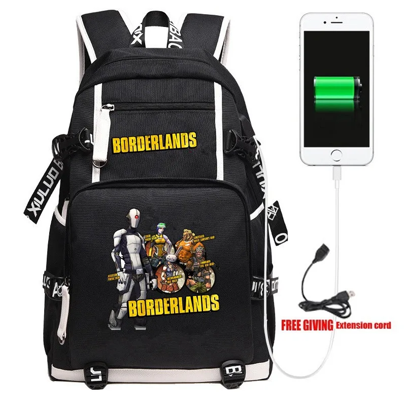 04 Новая Игра Borderlands школьный рюкзак для мальчиков Для женщин ноутбук дорожная сумка через плечо, сумка для Косплэй мультфильм геймер вентиляторы работают Повседневное сумки подарок - Цвет: 04
