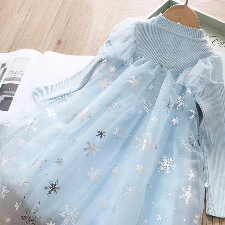 Новинка 5215 года; рождественское платье принцессы с блестками и снежинками для маленьких девочек вечерние Детские платья для девочек на свадьбу; ; Одежда для девочек; 5P