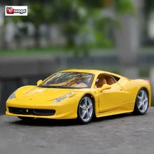 Bburago 1:24 Ferrari 458 желтая модель автомобиля литье под давлением Металлическая Модель Детская игрушка бойфренд подарок имитация сплава коллекция автомобилей