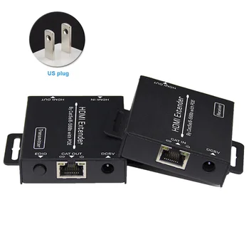 

Cat5e/6 Cable With POE Receiver Power Adapter HDMI Extender Up To 50M Loop Out Splitter Home Extension 1080P 2 Port Ethernet