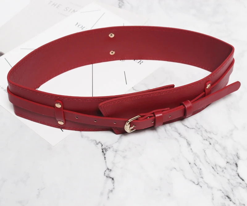 see chart Women black wide belt Japan style kimino belts asymmetric sexy waist belt PU leather new red brown beige - Цвет: see chart