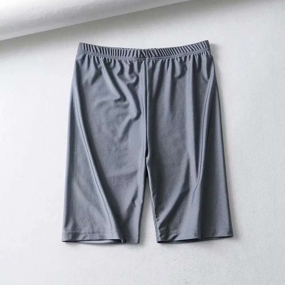 gray shorts Неоновые зеленые желтые байкерские шорты оранжевые черные шорты с высокой талией повседневные эластичные шорты винтажные хаки розовые светоотражающие шорты mujer - Цвет: gray shorts