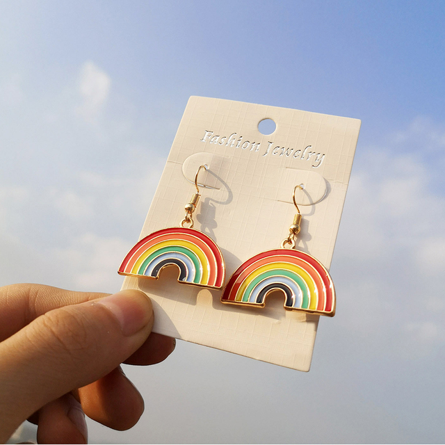 Pair Rainbow Drop Earrings for Women 2021 Trend Fashion multicolor Small Hoop Earrings Jewelry Women's Gifts
