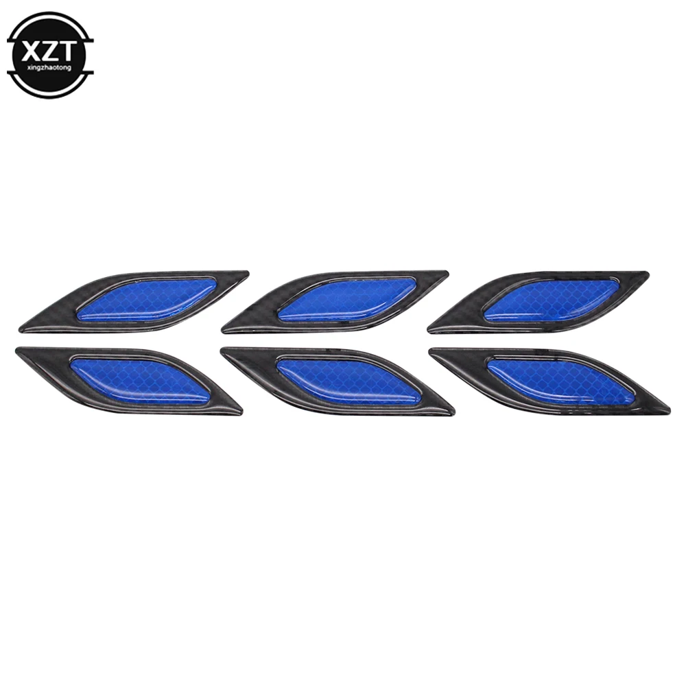 6pcs/lot 3D Car Reflector Styling Carbon Fiber Bumper Strips Safety Warning Tape Secure Stickers Car Exterior Accessories custom car decals Other Exterior Accessories