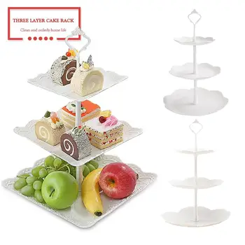 

3 Tier Cake Stand Afternoon Tea Wedding Plates Party Tableware Bakeware Plastic Tray Display Rack Cake Decorating Tools