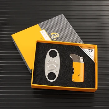 

Galiner Cigar Lighter Cutter Smoking Accessories Metal Windproof Gas Torch Lighter Cigar Cutter Sharp Scissors Tobacco Cutting