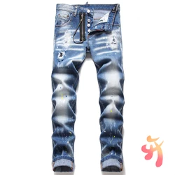 Pantalones vaqueros DSQ2 para hombre, Jeans de alta calidad, Color claro, moda informal, Hip Hop dsq