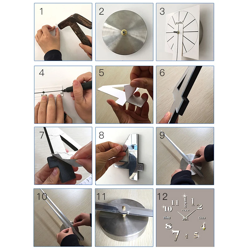 3D DIY настенные наклейки, современные настенные украшения, акриловая зеркальная поверхность, римские цифры, настенные часы, наклейки, домашний декор