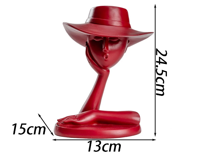 ERMAKOVA  Modern Minimalist Abstract Girl Sculpture Hat Character Flowerpot Resin Storage Ornaments Nordic Home Decoration