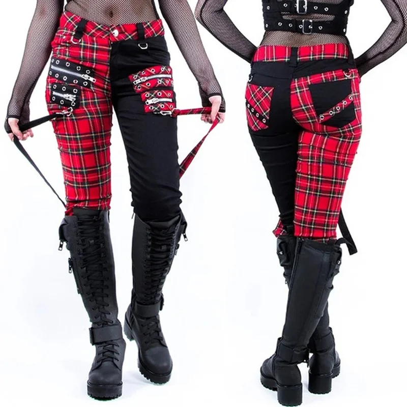 Брюки женские в клетку с завышенной талией модные клетчатые штаны принтом