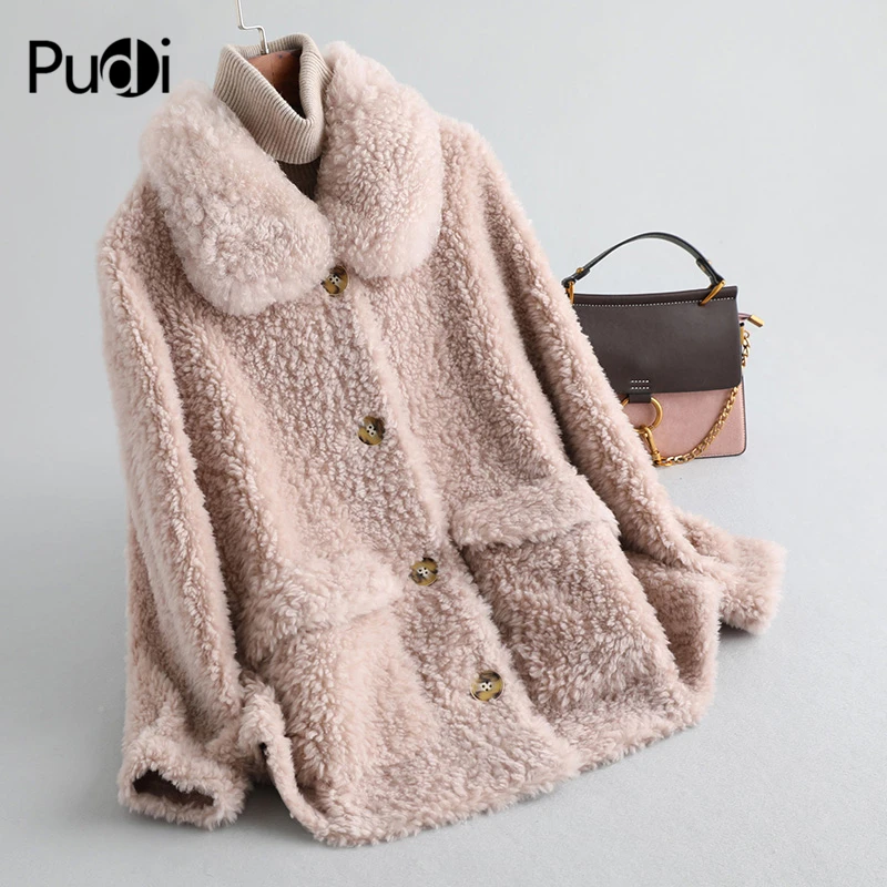 Женская зимняя короткая парка PUDI из 100% шерсти теплая куртка меховое пальто для