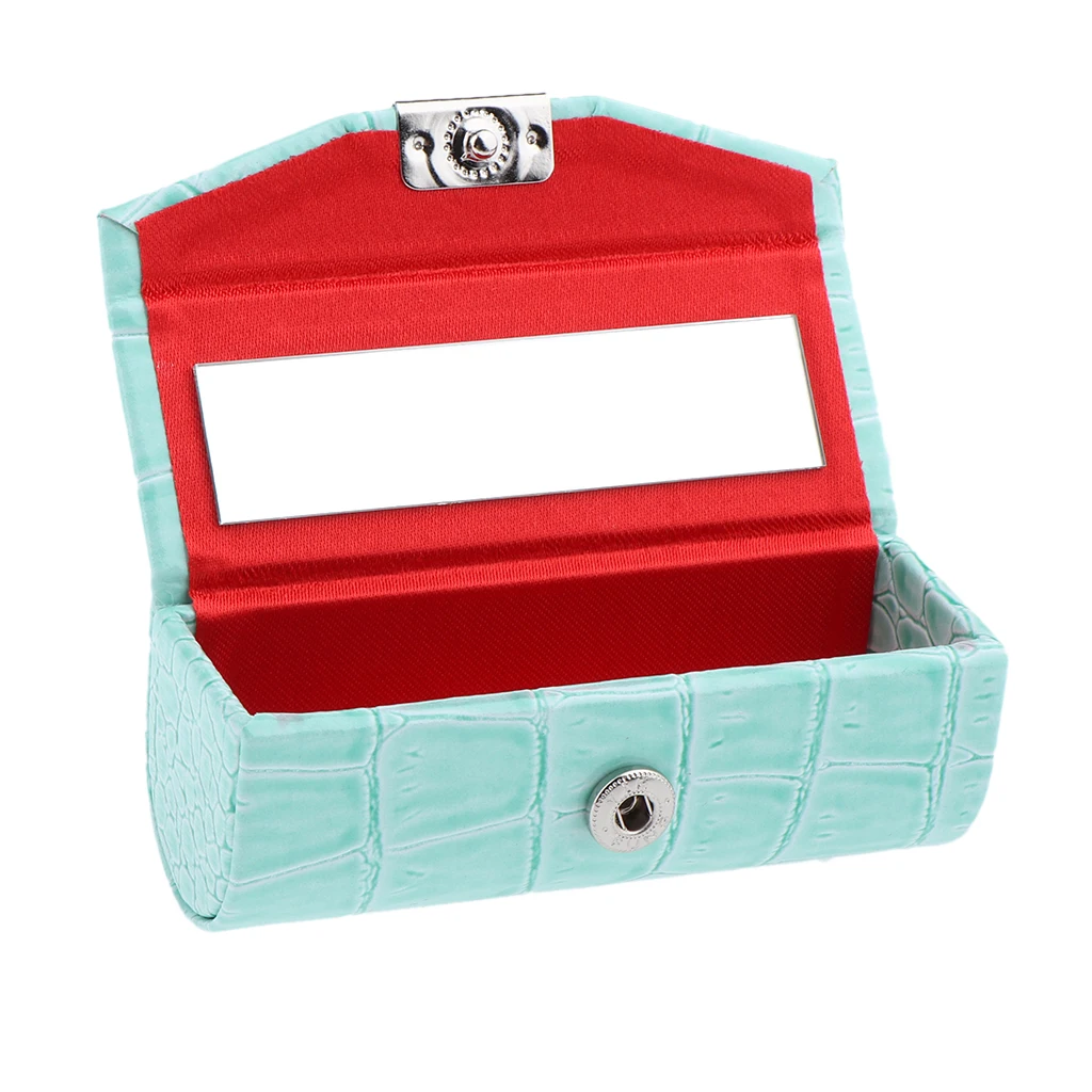 Soft PU Leather Alligator Textured Lady Lipstick Holder Case with Mirror 6