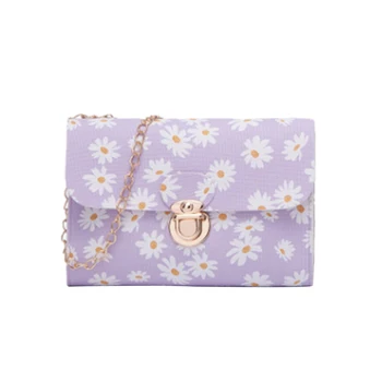 

Women Floral Print Shoulder Fashion Youthful Bag Adjustable Chain Strap Messenger Bag Fashion Lock Catch Crossbody
