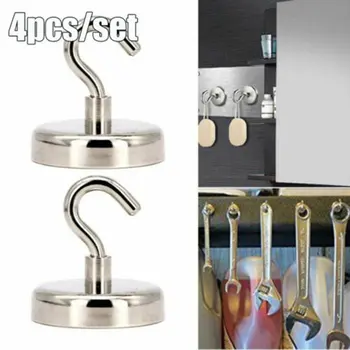

4pcs Strong Magnetic Hooks Heavy Duty Wall Hooks Hanger Key Coat Cup Hanging Hanger for Home Kitchen Storage Organization