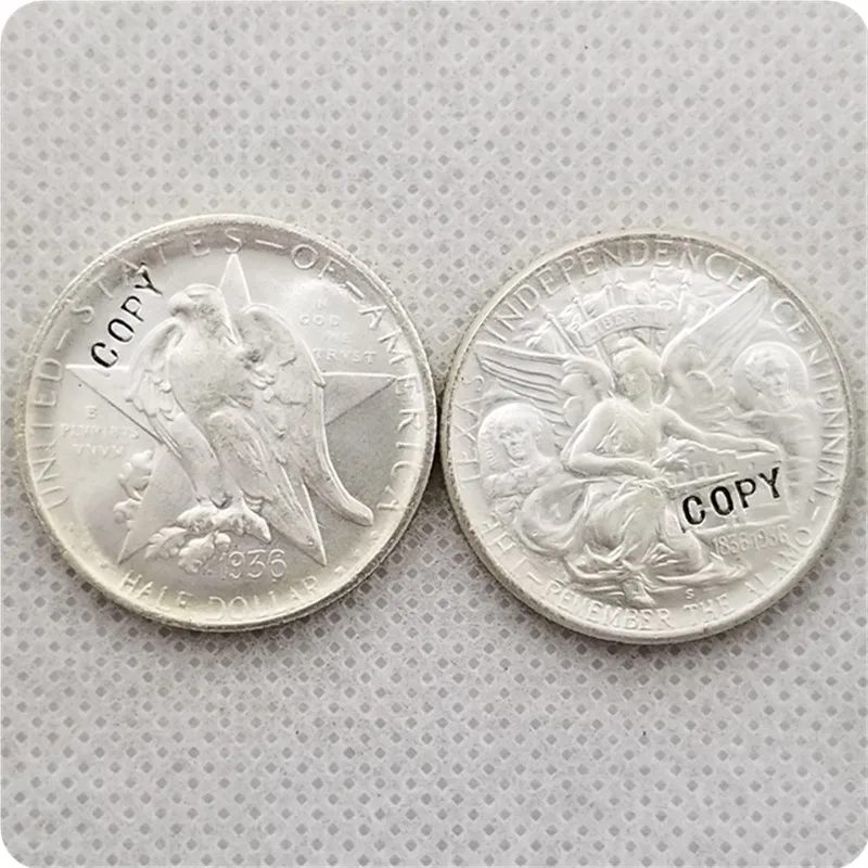 1936S UNC silver USA 1934-1938 TEXAS юбилейные 50 центов копии монет - Цвет: 1936S