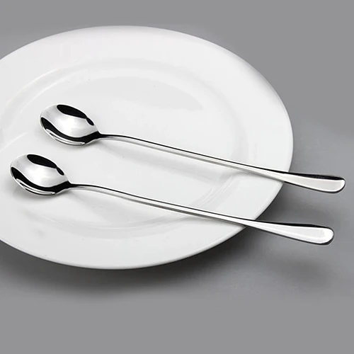 Home Kitchen Tool 4 Pcs Long Round Stainless Steel Coffee Honey Ice Cream Spoons Long Handle Tea Spoons Dessert Snack Spoon