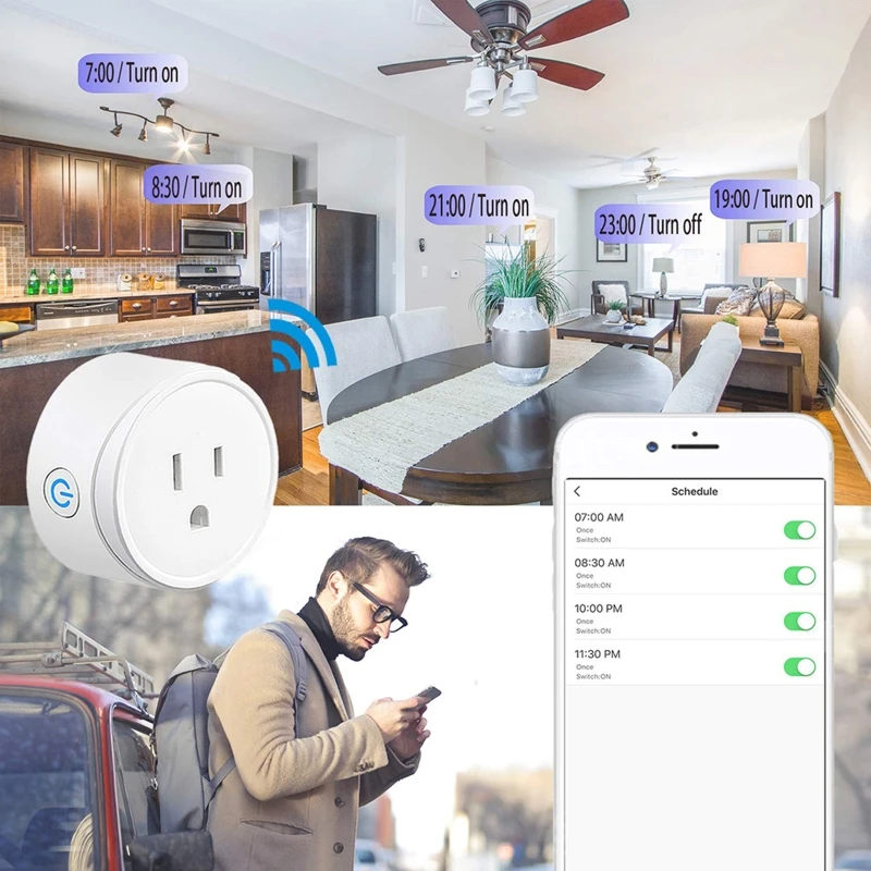 

Mini US Wifi Plug Outlet Wireless Remote Voice Control Smart Home Socket Switch