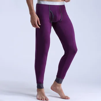 

Men Thermal Underwear Bottoms Slim Mid Rise Warm Stretchy Long Johns Leggings Tight Bottoming Pants male sleepwear underwear