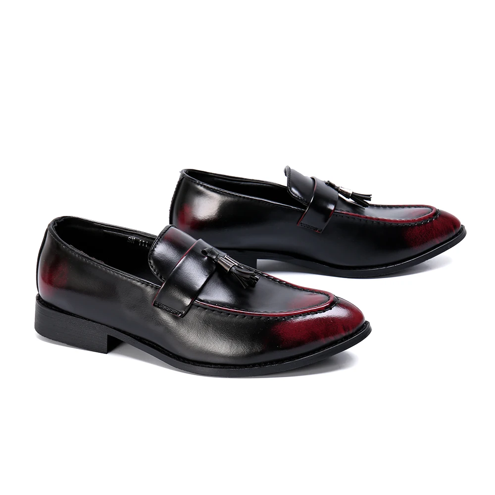 Elegant Gradient Color Formal shoes men Fashion Tassel decorate Dress Shoes Slip On Casual Office Oxford Shoes For Men zapatos