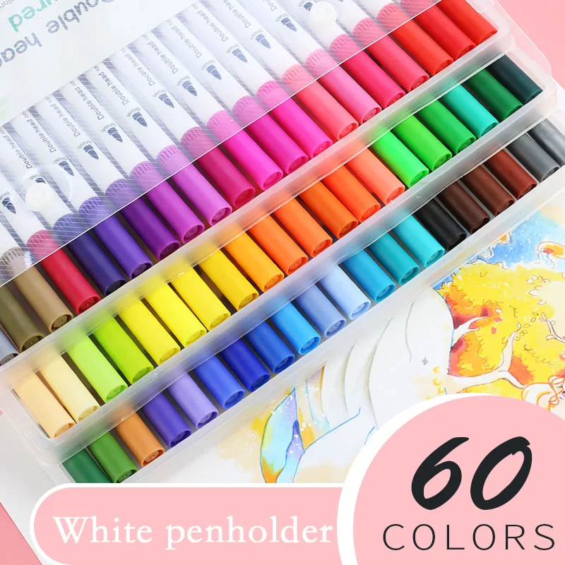 Dual Tip Brush Marker 60 Colors Artist Brush Markers Pens Coloring Markers  Pen for Kids Adult Coloring Books ing - AliExpress
