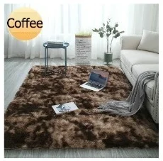 Large Size Super Soft Tie-Dye Art Carpet Floor Bedroom Mat Gradient Color Fluffy Area Rug Living Room Carpet Hallway Mat - Color: coffee