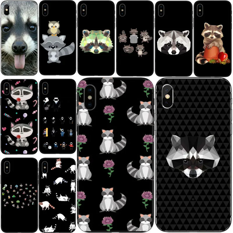 Guaxinim Animais Arte чехол Caso de Telefone para o iPhone Da Apple 8 7 6 5 4 Plus X Tampa Мягкий силиконовый из ТПУ |