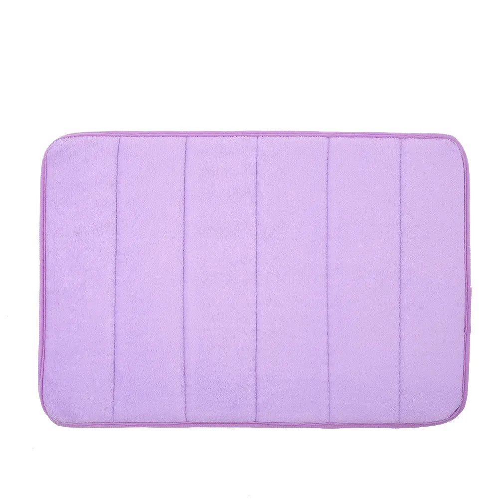 Purple 40x60 см, коврик для ванной, противоскользящий, дверной коврик, коралловый флис, полосатый дизайн, для ванной комнаты, ванна, напольный коврик, ковер, нескользящий - Цвет: Purple