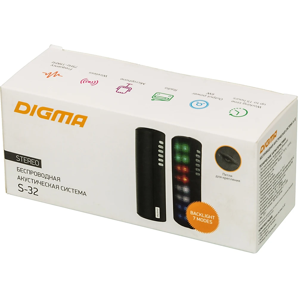 Колонка порт. Digma S-32 черный 6W 1.0 BT 2000mAh(SP326B