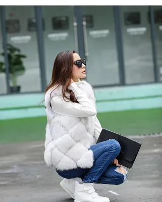 natural color Меховые женские пальто из искусственного меха женские зимние пальто без рукавов из искусственного лисьего меха кожаные толстые пальто Верхняя одежда плюс размер стеганые куртки J198 - Цвет: natural color