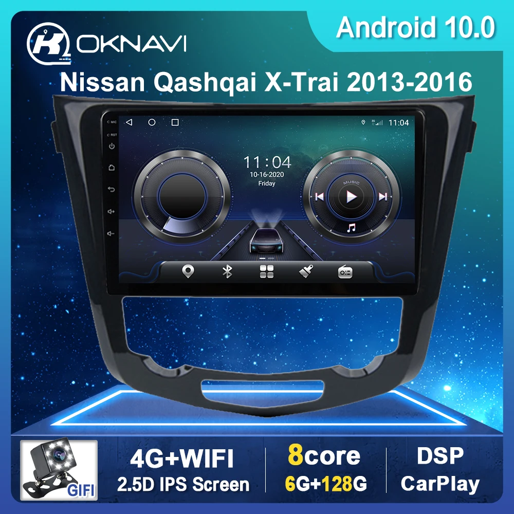 Автомобильная GPS-навигация 2 Din для Nissan X-TRAIL X Trail T32 Qashqai J112013-2017 Android 10 Wi-Fi 4G BT Carplay