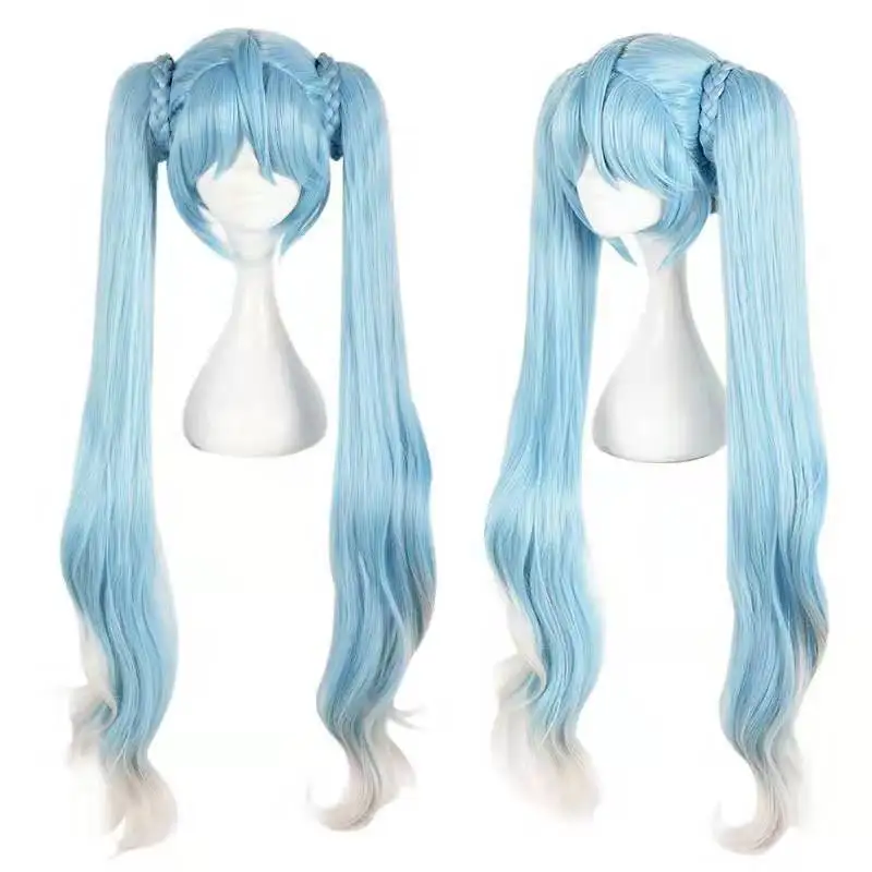 wig Новое поступление Vocaloid Косплей Костюм Хацунэ Мику косплей костюм магический Мирай Униформа платье Хэллоуин костюм - Color: wig