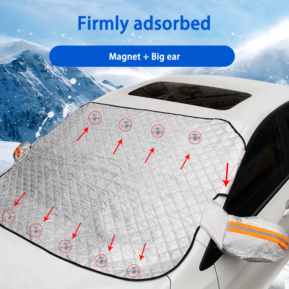 

190*116cm Magnetic Car Windshield Snow Cover Tarp Winter Ice Scraper Frost Dust Guard Sunshade Protector
