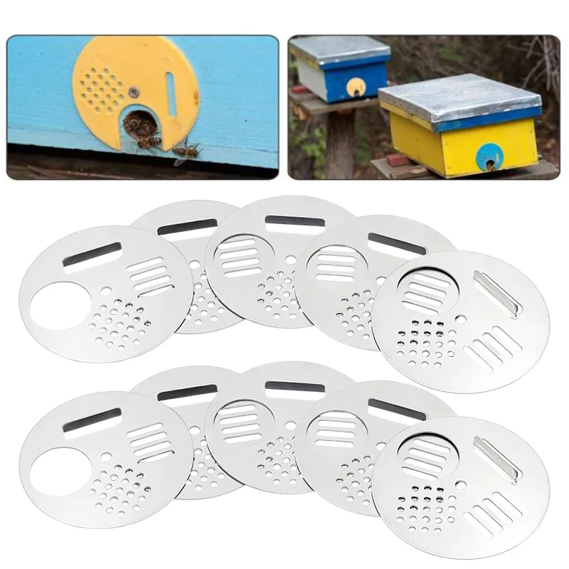 10Pcs Beehives Bee Hive Nuc Box Door Cage Round Hive Hole Entrance Disc Nest Door Vent Equipment Beekeeping Tools Supplies