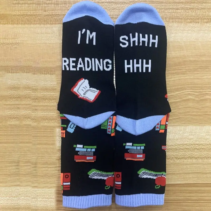 Новинка унисекс забавные носки с надписью Shhh I Am Read Books чулочно носочные изделия
