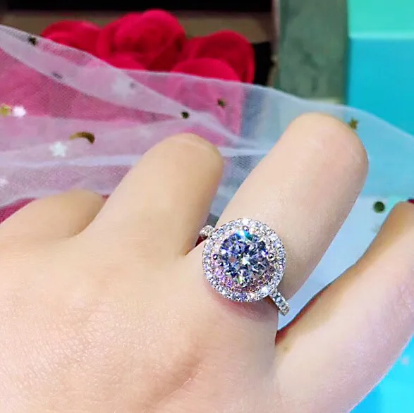 Модное очаровательное Большое Круглое Кольцо Романтический Фианит, циркон, кристалл кольцо Сверкающие Красочные конфеты кольцо юбилей ювелирные изделия серебро 925