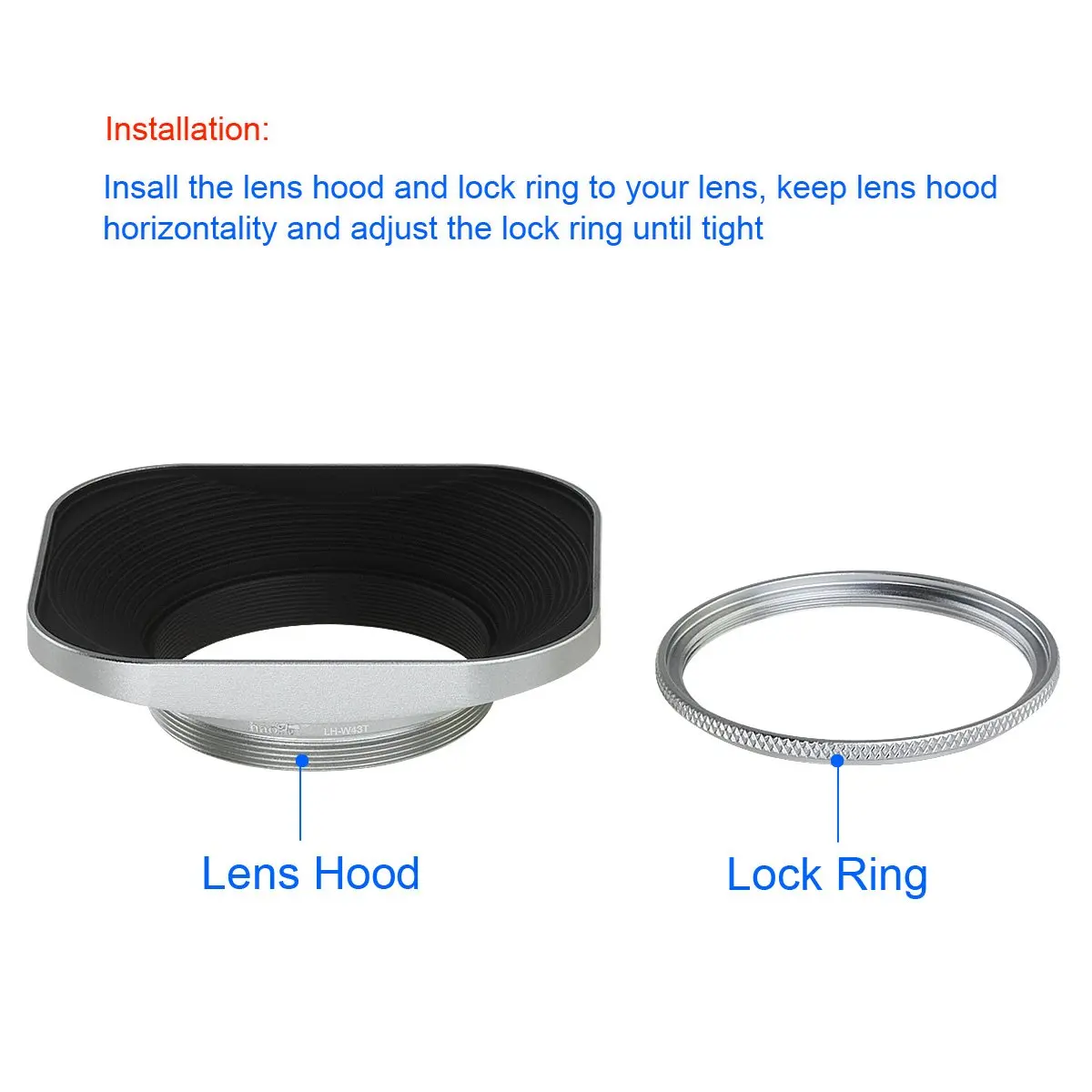 Metal Screw-in Montagem Lens Hood com Cap