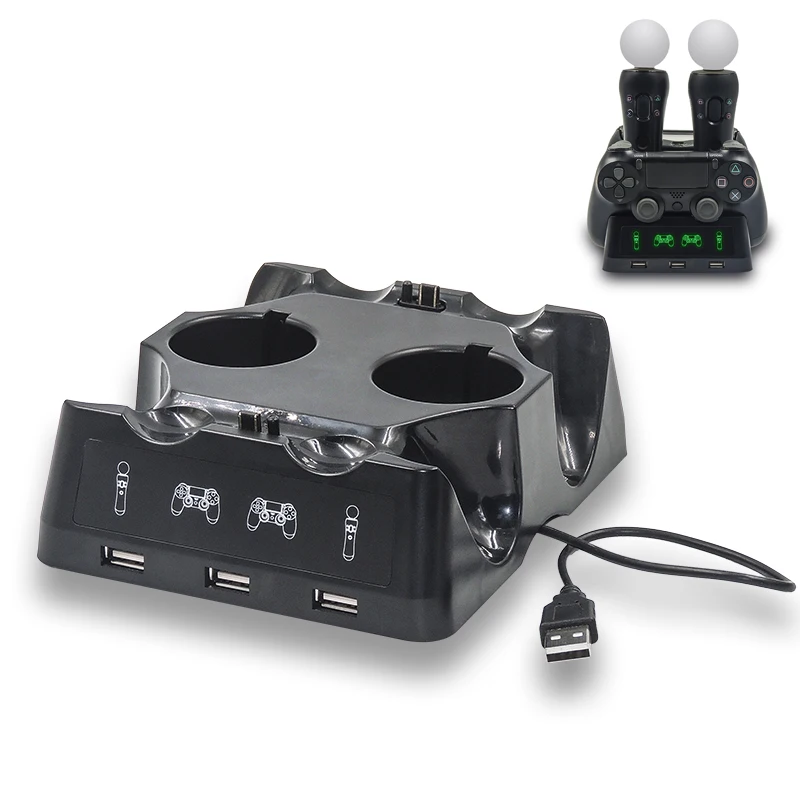 Yoteen для PSVR PS4 Move контроллеры движения зарядное устройство 7 в 1 Зарядная Станция
