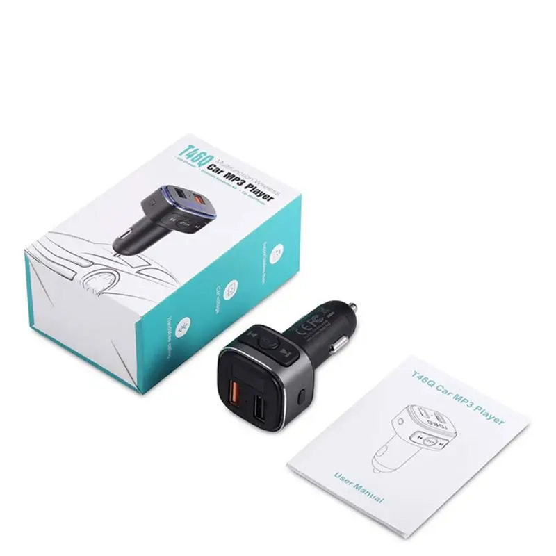 T46Q Bluetooth автомобильный адаптер MP3 цветная атмосферная лампа fm передатчик QC3.0