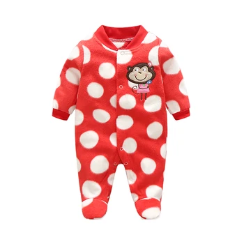 

PatPat Cute Monkey Embroidered Polka Dots Footed Jumpsuit for Baby Front Snap Allover Design Fall Leisure
