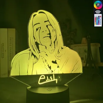 

3D nightlight American Singer-songwriter Billie Eilish Figure illusion lamp 16color with remote control