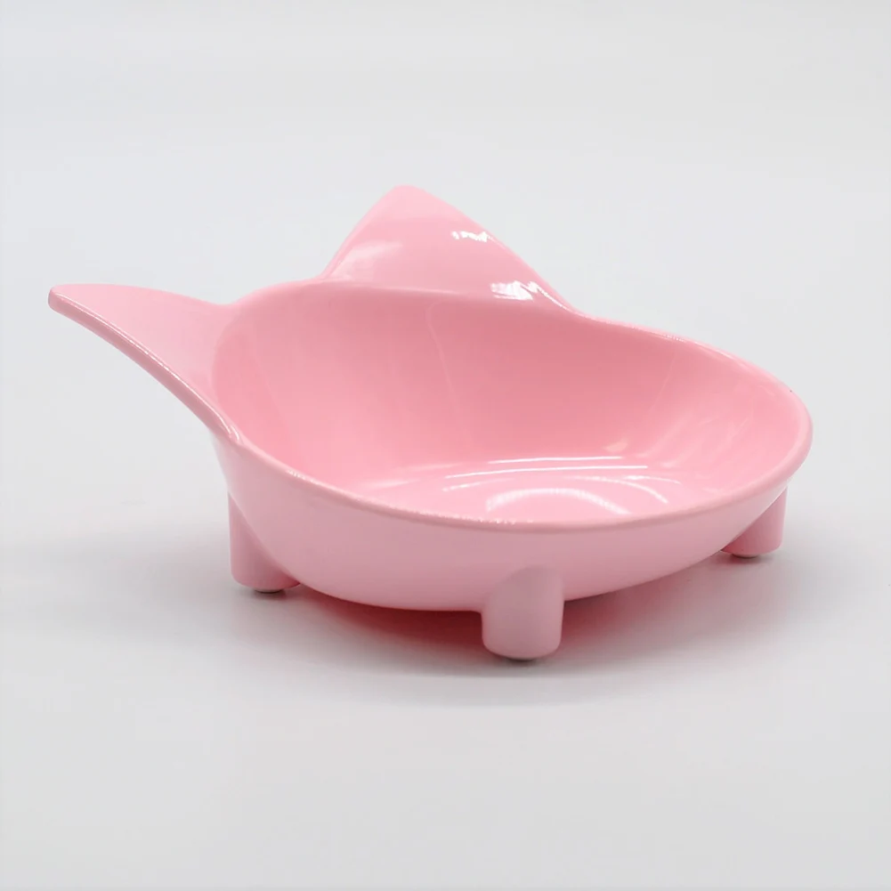 Новая мелкая миска для кошек, широкая тарелка, нескользящая миска для кормления кошек, для облегчения усов, утомляющая - Цвет: Pink